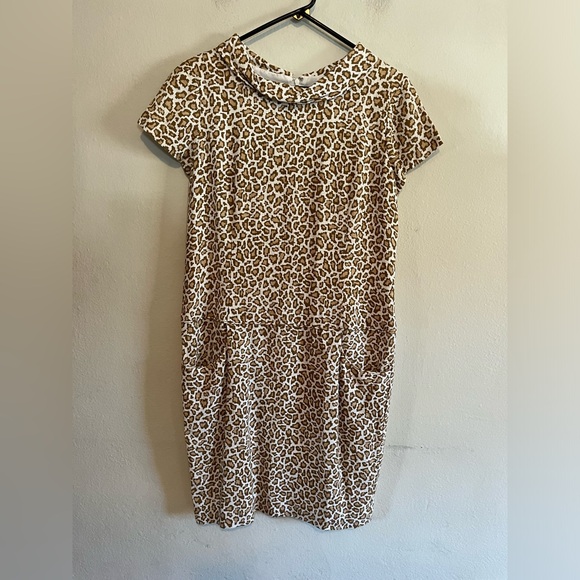 PENDLETON Linen Blend Animal Print Retro Shift Midi Dress With Pockets Size 8 - Picture 1 of 10